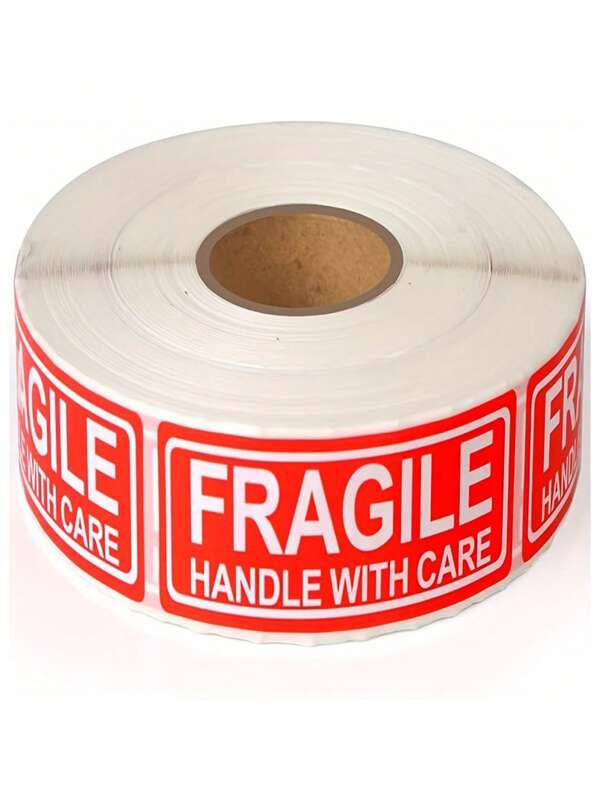 120/500 pièces Étiquettes de transport fragile, rouleau de ruban adhésif d'avertissement "Fragile - Manipuler avec soin" en anglais, essentiel pour les déménageurs, matériau en papier permanent pour les étiquettes d'expédition et d'emballage