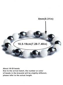 YAUKIA Bracelet de protection contre l'empathie en porcelaine blanche et tourmaline noire de 8 mm, bracelet de protection énergétique en hématite, bracelets de guérison, d'équilibrage, de méditation, de nouveaux départs et de bonne chance pour les hommes et les femmes