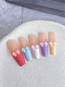 30PCS Ice Transparent Bow Nail Accessories Macaron 3D Mixed Tie Ribbon Resin Nail Accessories - Multicolor - View 4