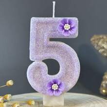 1pc Numeric Birthday Cake Candles (0-9), Romantic Party Favors, Cake Decor Candle Numbers For Celebrations, Holidays, Parties - Shiny Numeric Candle - Purple - View 9