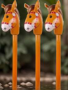 1/2/3pcs Inflatable Horse Head Stick, No Power Needed, Decoration For Holiday Events, Interactive Parties, Outdoor Activities, Random Delivery