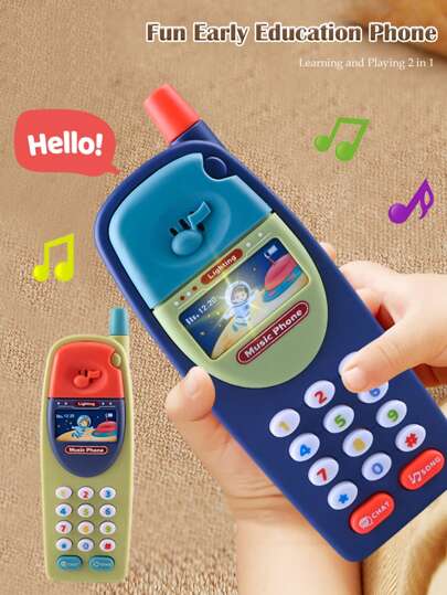 Simulação de aprendizagem precoce inteligente, telefone multifuncional, brinquedo infantil, disca, toca música, simula sons, brinquedo educacional de interação entre pais e filhos para meninos e meninas, presente, acessórios parciais aleatórios, pilhas não incluídas