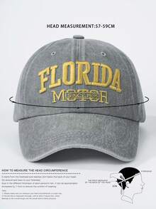 1pc Embroidered "FLORIDA" Washed Baseball Cap, Adjustable, Sun Protection, Casual, Suitable For Spring And Autumn Travel, Versatile, Sunscreen, Youth Y2K Style Cap - Baseball Cap - View 9