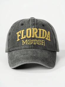 1pc Embroidered "FLORIDA" Washed Baseball Cap, Adjustable, Sun Protection, Casual, Suitable For Spring And Autumn Travel, Versatile, Sunscreen, Youth Y2K Style Cap - Baseball Cap - View 4