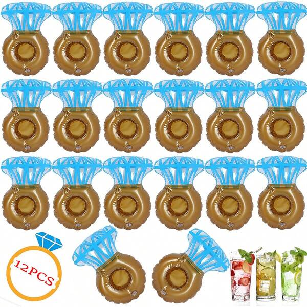 6/12 suporturi plutitoare pentru pahare din PVC, cu model diamantat, pentru pahare gonflabile, accesorii pentru petreceri la piscină, potrivite pentru petreceri la piscină de vară, articole esențiale pentru plajă, accesorii pentru plajă