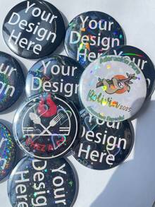 1/3/5/10/30/50/100个，定制徽章，可个性化印刷任何文字、照片或图像，适用于促销、工作、生日、圣诞礼物，定制纪念徽章，个性化纪念徽章，毕业徽章，定制文字生日徽章 - 彩色 - 查看 7