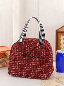 1pc Lunch Bag, Portable Insulated Lunch Box Tote Bag With Cute Bear Pattern, Suitable For Work And School, Waterproof And Lightweight, Keeps Food Fresh And Warm