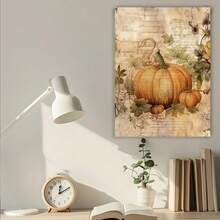 Room Decor 1PC Framed Vintage Fall Wall Art Poster Prints Fall Wall Decor, Farmhouse Pumpkin Decor Artwork Prints Posters Wall Decor, Fall Pumpkin Decorations For Home Bedroom Kitchen - Framed - View 2