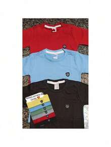 Kit com 5 Camisas Infantil Básica Lisa 2 a 14 anos - Multicolorido - Visão 5