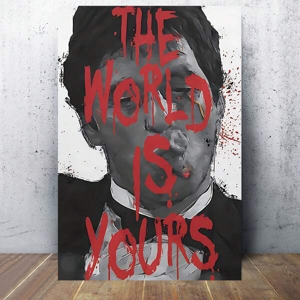 1 Stück rahmenloses Leinwand Wandbild inspiriert von, mit einem motivierenden Zitat "Die Welt gehört dir", gefertigt aus weichem Leinwandmaterial, geeignet für