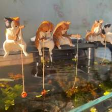 Cute Fishing Cat Creative Decor Ornament Miniature Figurine, Suitable For Office Or Indoor