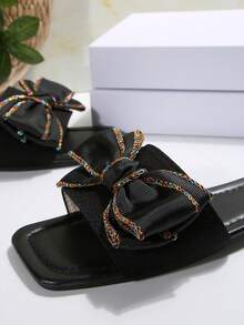 2025 New Beach Slip-On Sandals, Women's Stylish Bowknot Strap Flat Sandals, Non-Slip For Summer