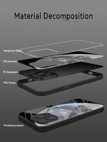 1 件简约个性化黑白星球图案防震玻璃手机壳，兼容 17 Pro Max/17 Air/16 Pro Max/15/14 Plus/13/12/11/XR/8P 和 Galaxy S25/S24/S23 Ultra/S22/S20/Note20/Note10/A56/A53/A14/A05 - 彩色 - 查看 3