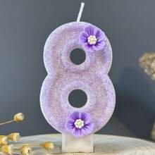 1pc Numeric Birthday Cake Candles (0-9), Romantic Party Favors, Cake Decor Candle Numbers For Celebrations, Holidays, Parties - Shiny Numeric Candle - Purple - View 11