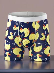 1 Pc Men's Fashionable Yellow Duck Sweatpants With Comfortable Soft Mesh Lining And Long-Leg Boxer Briefs