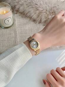 1pc Women Golden Round Dial With Alloy Strap Casual Luxury Quartz Wristwatch Watch Suitable For Women Party,Holiday,Birthday Wear Or As Sisters,The Best Gift For A Lady - one-size - View 15