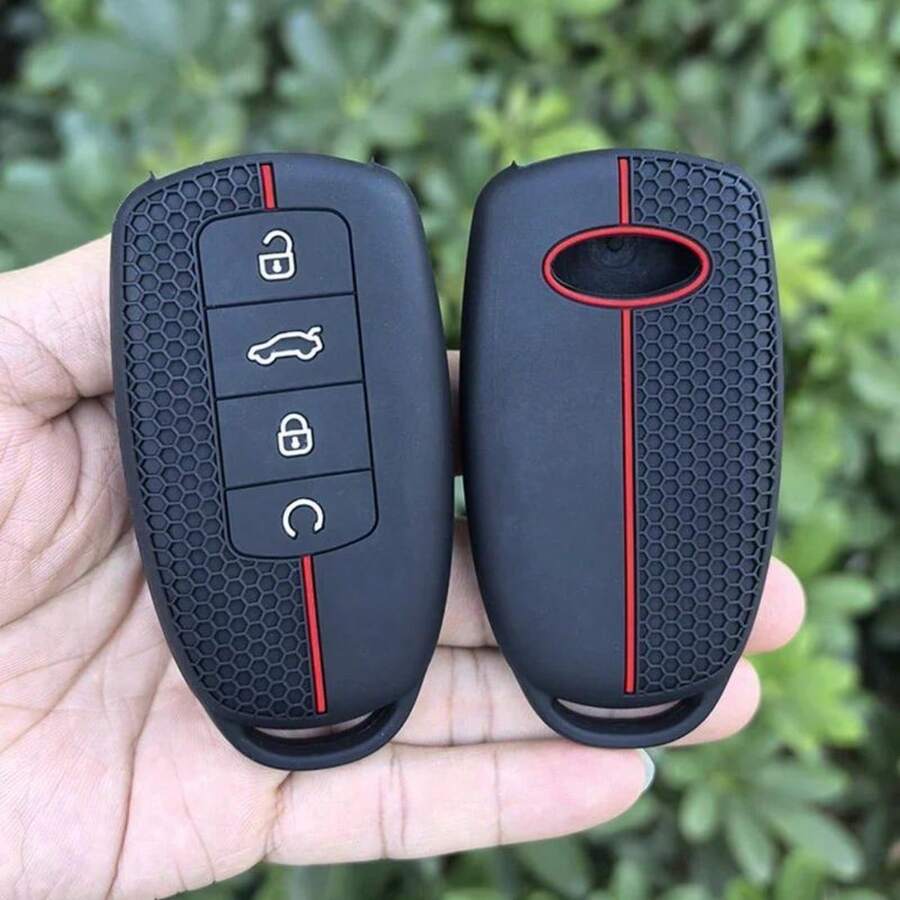 适用于奇瑞欧玛 5 C5 Tigo 7 8 Pro Max Tigo 7 8 Plus Arrizo 5 Plus 硅胶钥匙扣汽车钥匙配件支架钥匙套 - 黑色 - 查看 1