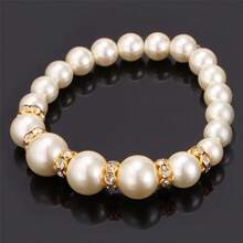 1 par de brincos românticos franceses requintados + 1 pulseira elegante + 1 colar deslumbrante, conjunto de joias com pérolas artificiais, acabamento dourado ou prateado, estilo romântico clássico, para casamento, festa, uso diário, joias femininas