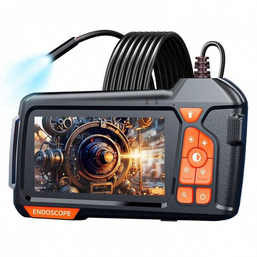 Industrial Endoscope Borescope Inspection Camera Tools With Light, 4.3 Inch Screen HD Digital Snake Camera Tools, Waterproof Sewer Inspection Camera With 6LEDs Lights & Semi-Rigid Cable, Gifts For Men, Inspection Device - Black - View 1