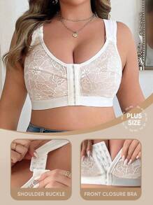 MIOTAN Sujetador inalámbrico para mujer de talla grande, con cierre delantero de encaje, tirantes ajustables, suave y transpirable