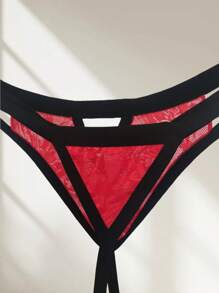 DomiGe 1pc Sexy Red Jacquard Mesh Hollow-Out Men's Erotic G-String Underwear