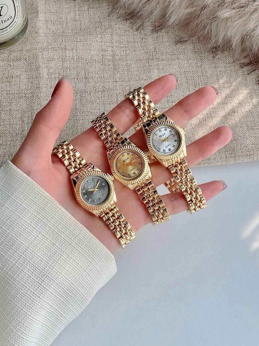 1pc Women Golden Round Dial With Alloy Strap Casual Luxury Quartz Wristwatch Watch Suitable For Women Party,Holiday,Birthday Wear Or As Sisters,The Best Gift For A Lady - one-size - View 1