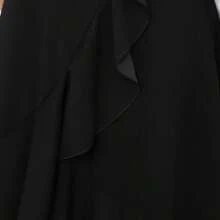 Solid Color Elegant Asymmetric/Asymmetrical Pleated Flounce/Ruffle Hem Dress - Black - View 11