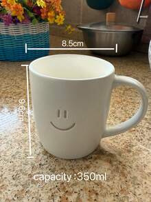 Taza cerámica con letra, taza creativa para leche, taza de agua de oficina, taza de café, taza con asa - Beis - Ver 2