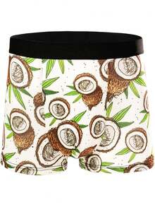 1pc Men's Casual Palm Tree Design Polyester(Terylene) Stretchy Comfortable Mid-Rise Boxer Briefs - Multicolor - View 9