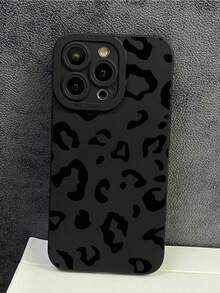 Funda para teléfono con estampado de guepardo y carey. Funda de TPU con estampado de leopardo y marco metálico. Protección completa. Compatible con phone 16, 15, 14, 13, 12, 11 Pro Max. - Negro 2 - Ver 3