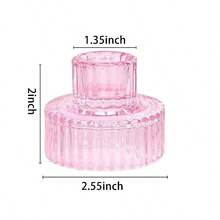 1pc European Style Minimalist Vertical Striped Glass Candle Holder, Romantic Table Candlestick, Creative Home Decor For Household & Commercial Use, Display Stand For Crystal Balls & Jewelry, Wedding Essential - Moonlight Powder - View 6