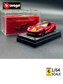 Burago Bburago1:64 Vermelho 812 Competizione Sports Modelo de Carro Capa de Acrílico Preto + Base