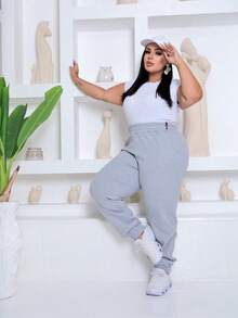 Women's Plus Size Sweatpants - Light Grey - View 5