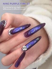XEIJAYI 1PC 15Ml Purple Cat Eye Gel Nail Polish, UV LED Curing, Long-Acting Fast Drying Nail Art Gel - Ideal Gift For Women For Spring - 紫色 - 查看 3