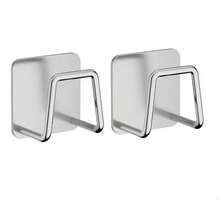 Non Perforated Stainless Steel Household Basin Suspended Storage Rack, Bathroom Hook, Basin Hook, Kitchen Pot Cover Storage Rack, Sponge Drain Rack, Sink Hanging Shelf - Multicolor - View 9