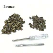 Pack Of 100 Punk Rivets Screwdriver Punching Tool,7 X 9.5 Mm, Rustproof Decorative Rivets, Clothing Screw Rivets, DIY Rivets, Screw-On Rivets, Metal Gothic Spikes, Decorative Rivets, Pointed Rivets For Bags, Clothes, Shoes