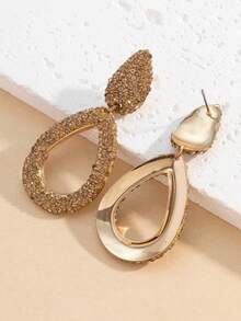 1 Pair Women's Luxury Rhinestone Geometric Teardrop Shaped Earring, Suitable For Party, Evening Event And Date - Champagne - View 3