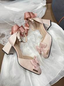 New Stylish Pink High Heel Shoes For Teenagers, Elegant Material Suitable For All Seasons, Cute For Little Girls, Romantic For Holiday & Princess Party Occasions - Pink - View 4