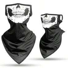1pc Polyester Skull Printed Sun Protection Face Mask, Holiday Face Mask, All Seasons Ski Masks