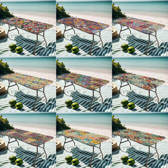 1pc Outdoor Tablecloth, Colorful Floral Bohemian Pattern, Made Of Polyester With Elastic Edges - Ideal For Camping, Picnics And Garden Parties, Vibrant Color, Can Be Used Indoors And Outdoors