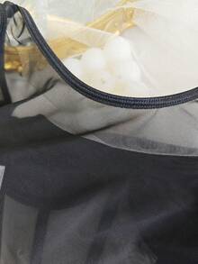 EZNV 1pc Mesh Sheer Sexy Halter Neck Backless Cropped Top With Underwire Support - Black - View 12