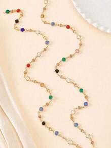 1 pezzo nuovo collana a Y in stile boho con farfalla e perla, colore oro/argento, adatto per festa, gala, decorazione vacanze, estate, spiaggia, colore strass casuale