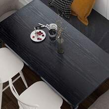 1 Roll Black Wood Grain Waterproof & Oil-Resistant Wallpaper, Wood Grain Contact Paper, Oil-Resistant Flooring Sticker, Imitation Wood Grain Self-Adhesive Contact Paper, Peelable And Stickable For Living Room, Kitchen, Bedroom, Dorm, Furniture Renewal - Black - View 3