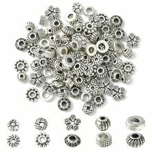 100pcs Retro Spacer Beads For DIY Jewelry Making, Suitable For Bracelet Necklace Accessories - Ancient Silver - View 8