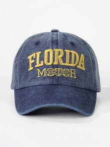 1pc Embroidered "FLORIDA" Washed Baseball Cap, Adjustable, Sun Protection, Casual, Suitable For Spring And Autumn Travel, Versatile, Sunscreen, Youth Y2K Style Cap - Baseball Cap - View 3