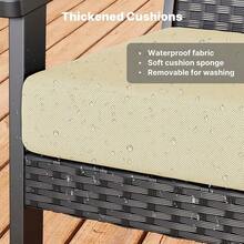 3-Piece Wicker Small Outdoor Patio Furniture Set With Glass Table For Balcony, Porch, And Garden (Gray) - 米色 - 查看 6