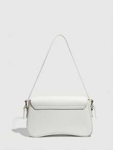 1pc Women's Minimalist Solid Color Crossbody Bag, PU Leather Textured Flap Shoulder Bag, Handbag, Messenger Bag, Suitable For Work, Business, Commute, Outdoor, Travel. Bag Size: 27*15*6cm - trắng - Xem 4