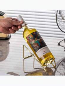 2个金属酒瓶架，简约酒架，葡萄酒收纳架，酒瓶整理架，可放置葡萄酒瓶，完美酒架，桌面葡萄酒展示架，厨房家居装饰礼品，适用于橱柜、酒庄、酒吧、酒窖和食品储藏室 - 彩色 - 查看 8