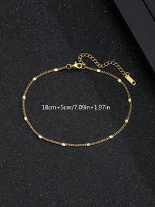 1入組金色流行不銹鋼手鏈適合女士適用於時尚街頭首飾類日常裝飾