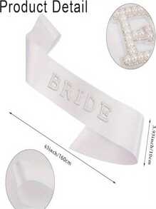 1 Conjunto Alça de Véu de Noiva, Fita de Cetim com Letra de Pérola Artificial, Decoração de Vestido de Noiva, Véu de Noiva, Adequado para Casamento e Despedida de Solteira